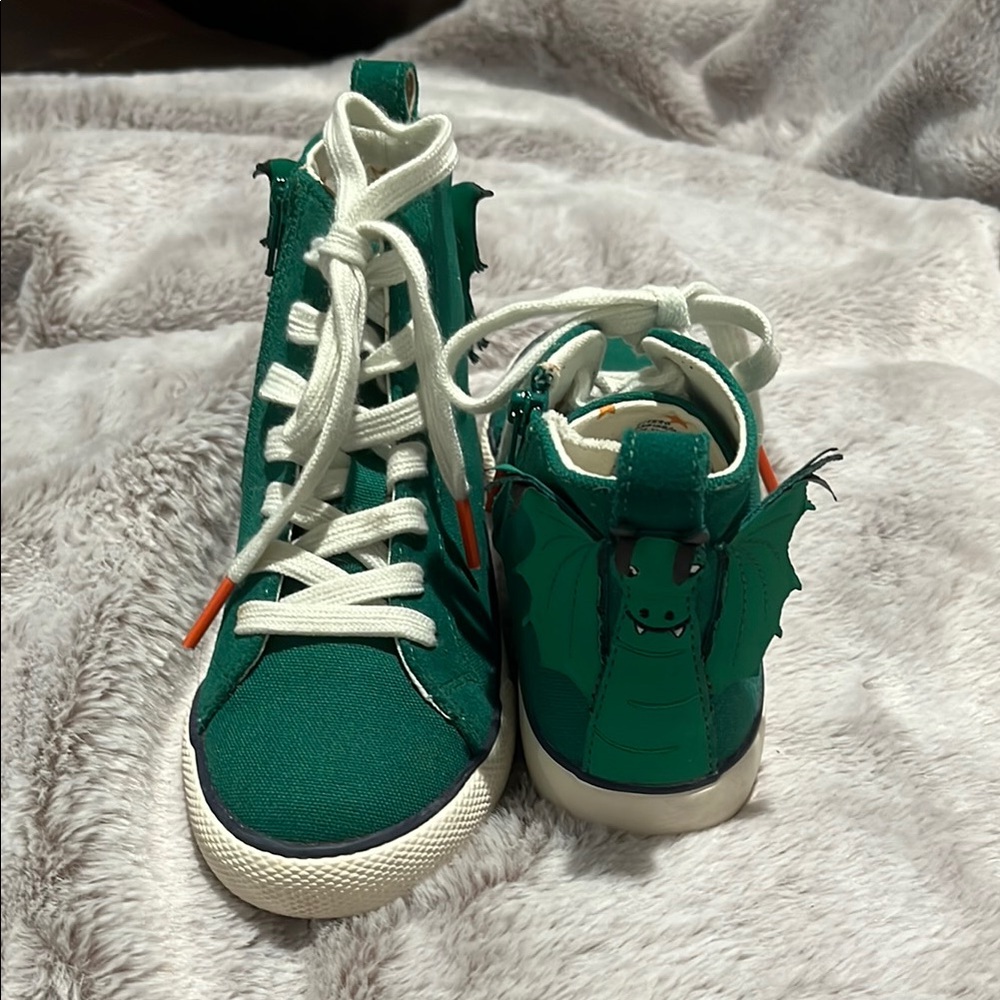 Mini Boden - Green Dragon Kids High-Top Sneakers